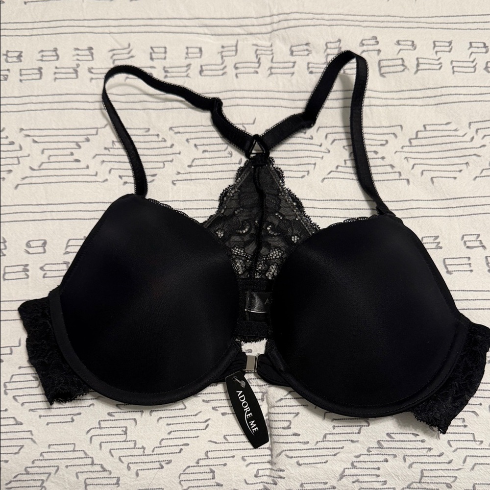 Adore Me Black Lace Detail Bra